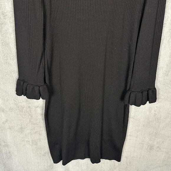 Trina Turk Dress Womens Large Black Quill Ruffle Sweater Quiet Luxury Party - Picture 7 of 13